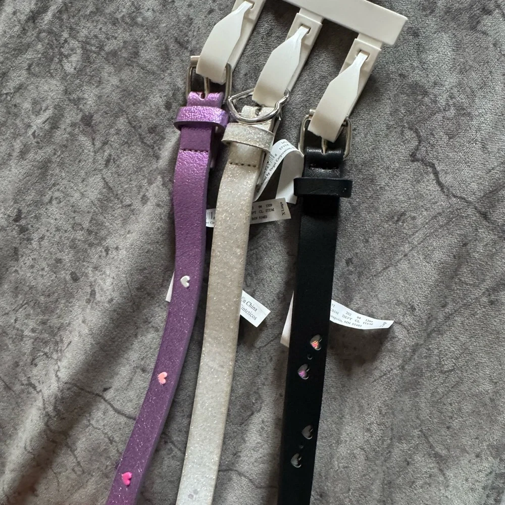 Cat & Jack Glitter Heart Belts - Lavender, Ivory, and Ebony